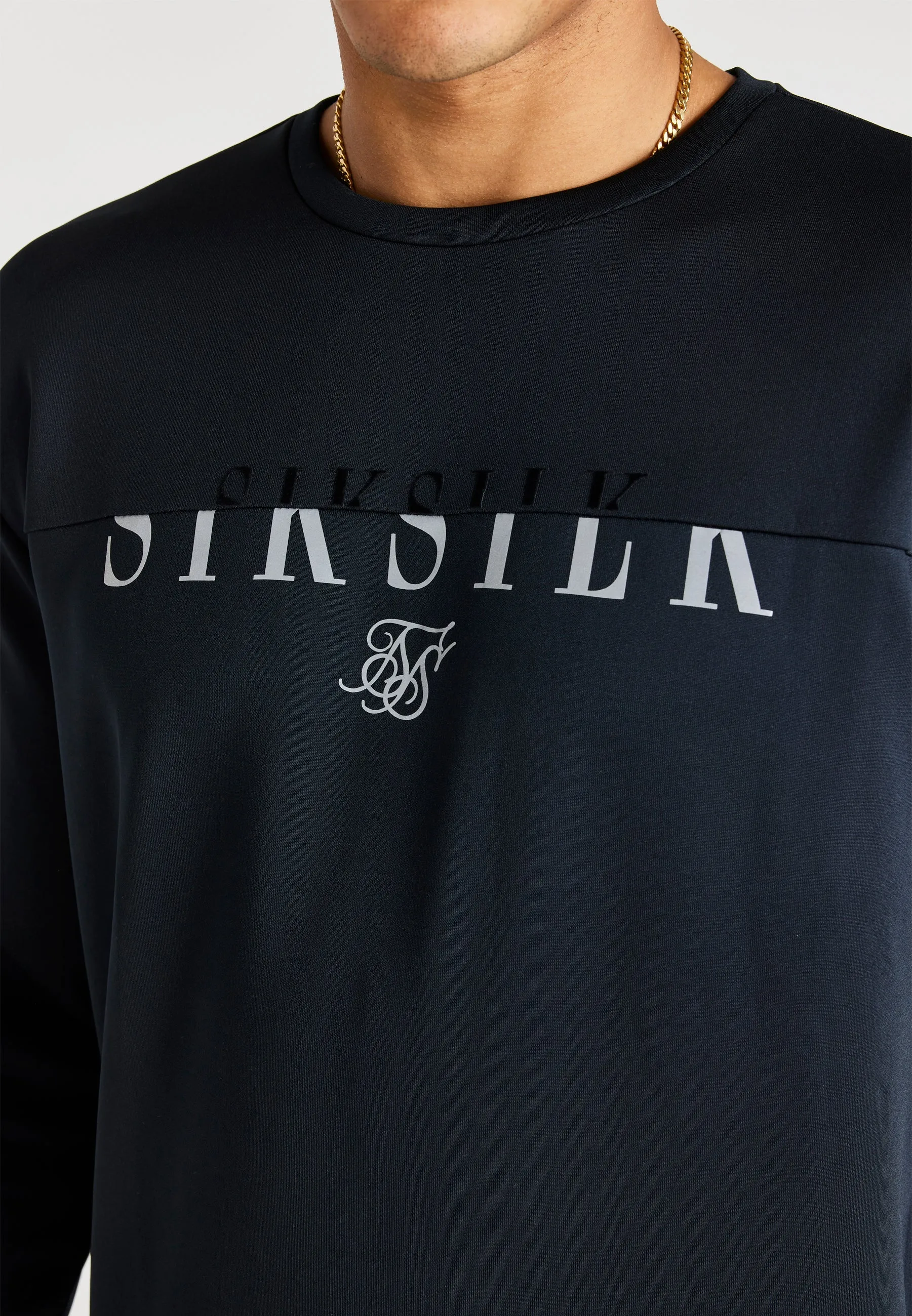 Black Reflective Crew Neck Sweatshirt sold by Siksilk product image thumbnail 2