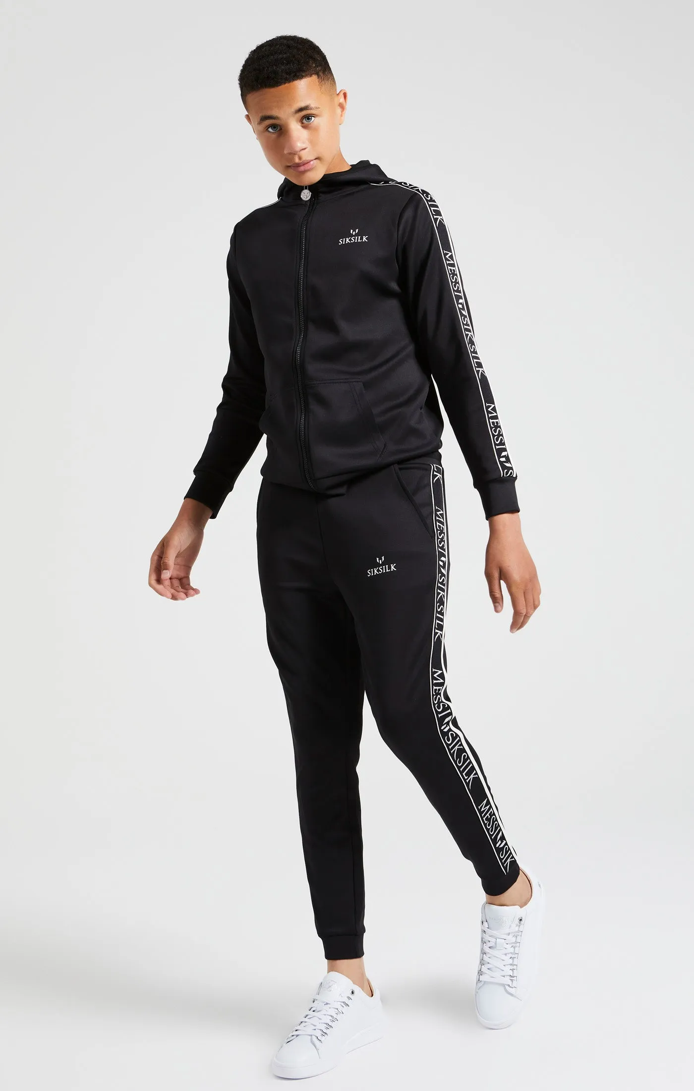 Boys Messi x SikSilk Black Taped Zip Thru Hoodie sold by Siksilk product image thumbnail 4