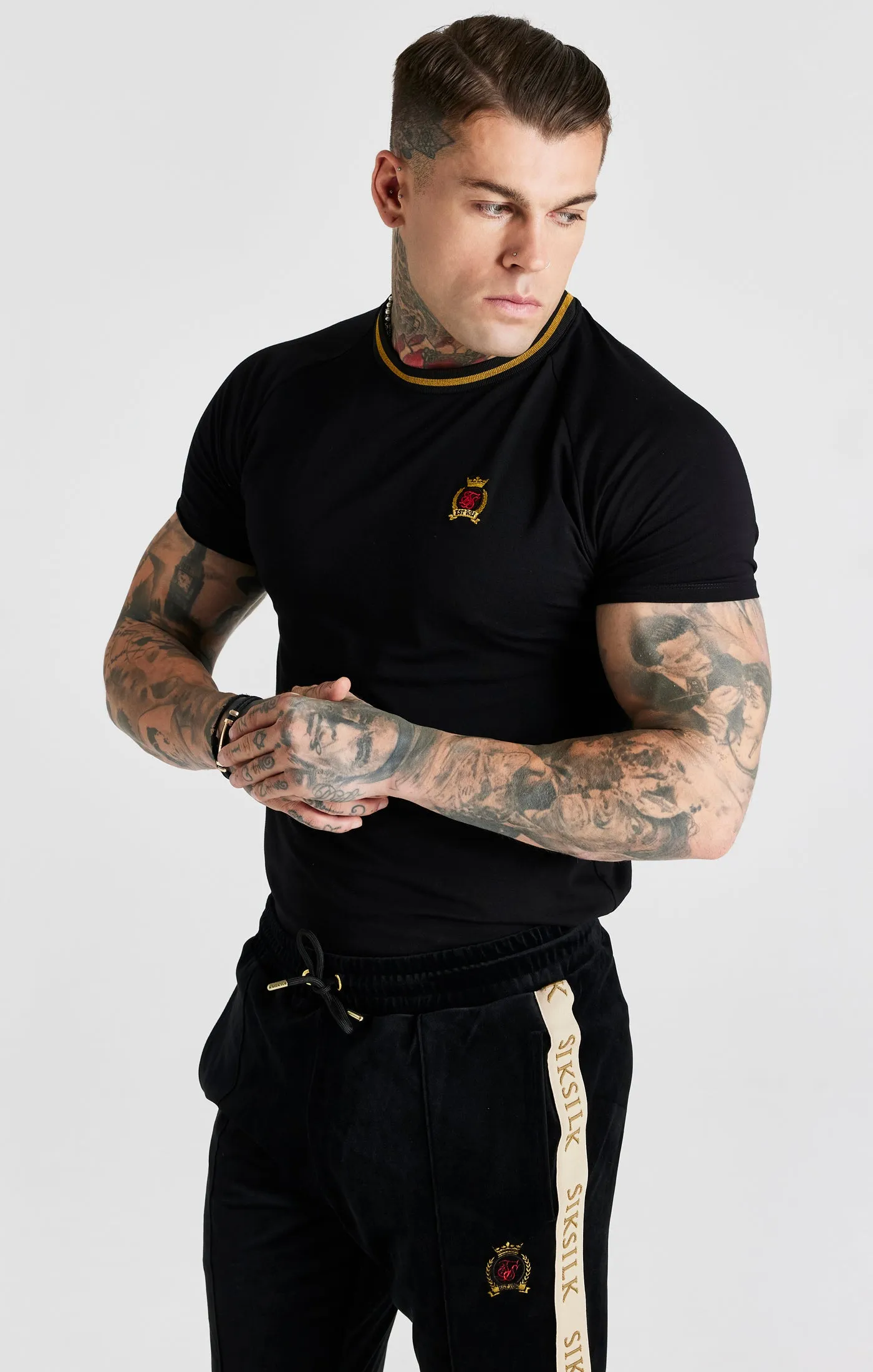 Black Crest Muscle Fit T-Shirt sold by Siksilk product image thumbnail 5