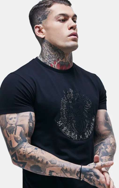 Messi x SikSilk Black Rhinestone T-Shirt sold by Siksilk