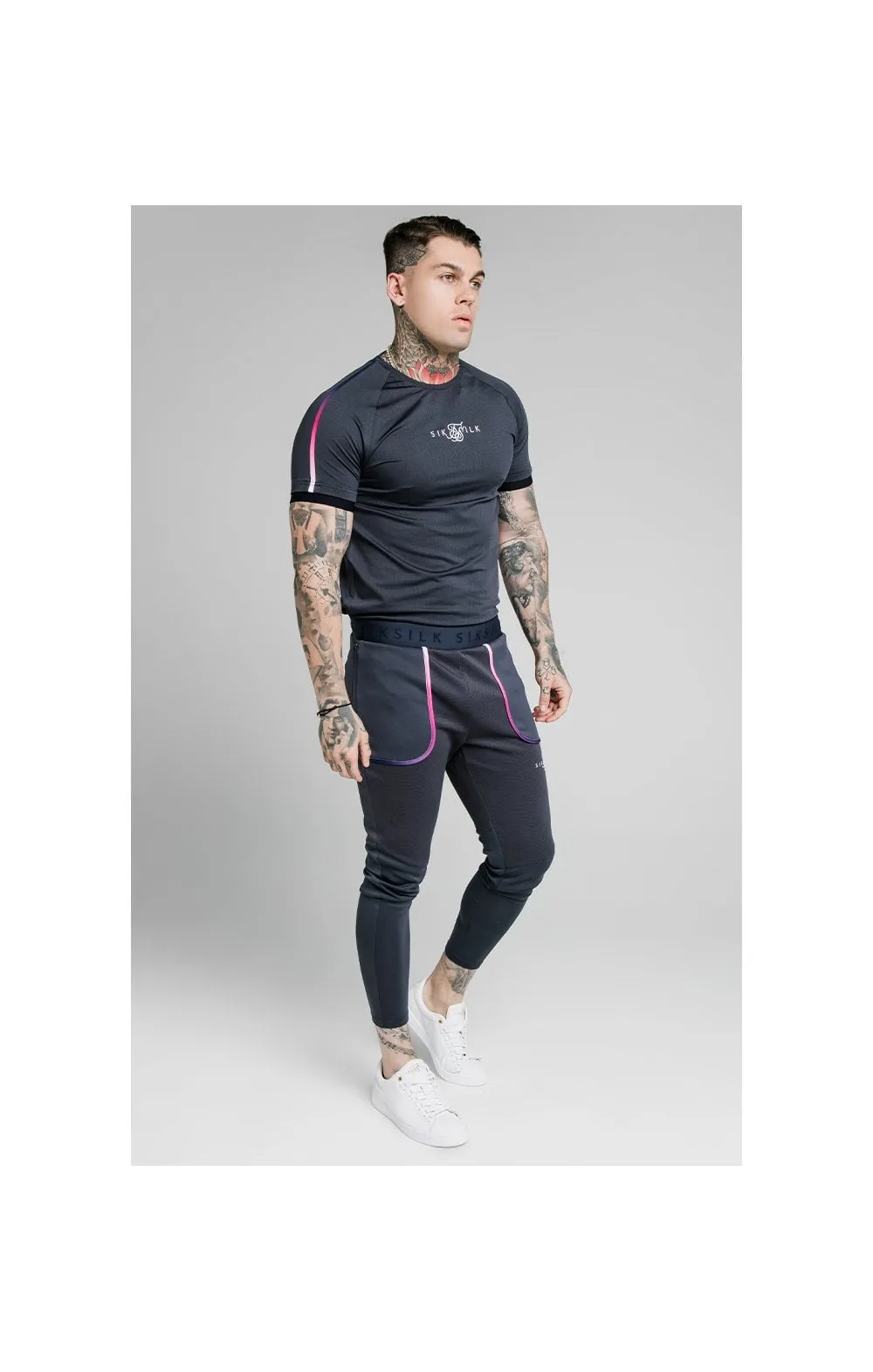 SikSilk Legacy Fade Track Pants - Midnight Grey & Neon White sold by Siksilk product image thumbnail 5