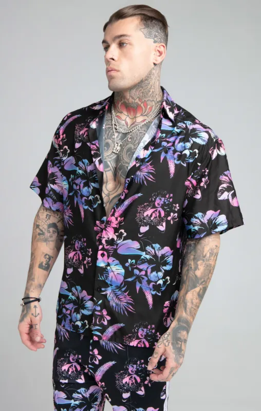 Black Tie Dye Resort Shirt sold by Siksilk