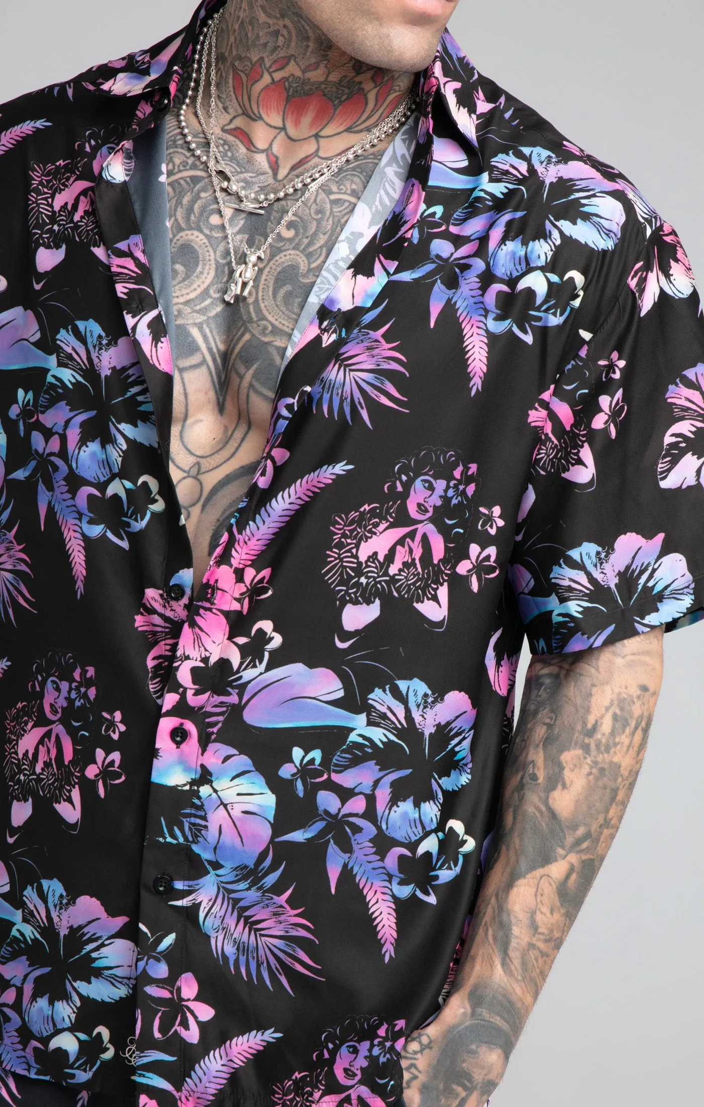 Black Tie Dye Resort Shirt sold by Siksilk product image thumbnail 2
