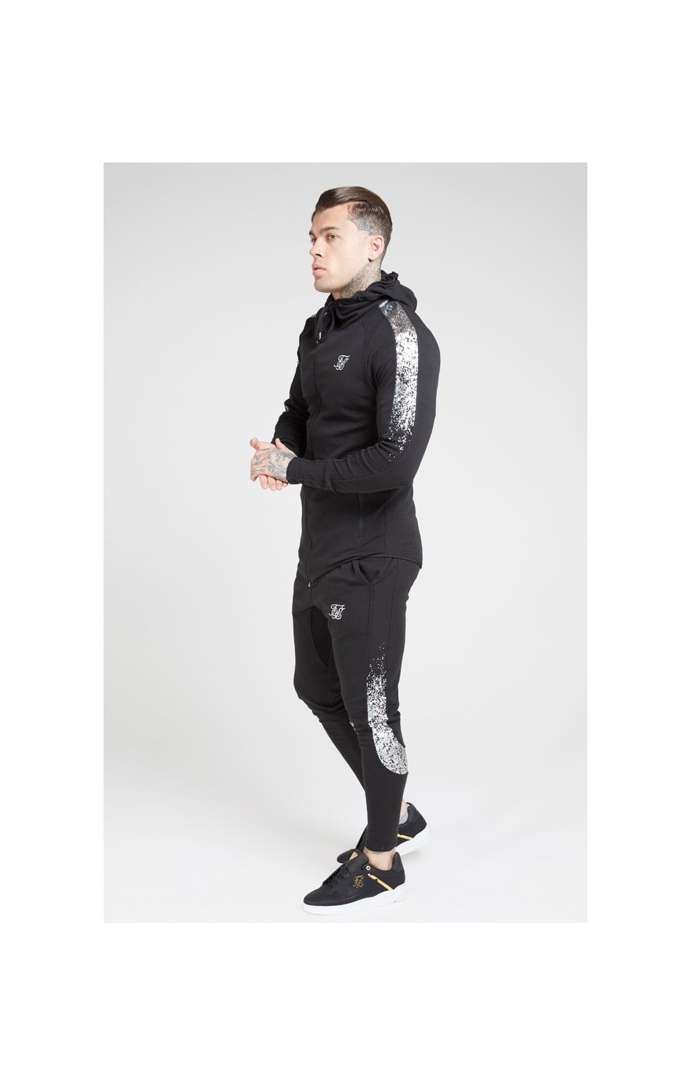 SikSilk Fade Panel Zip Through Hoodie – Black & Silver sold by Siksilk product image thumbnail 5