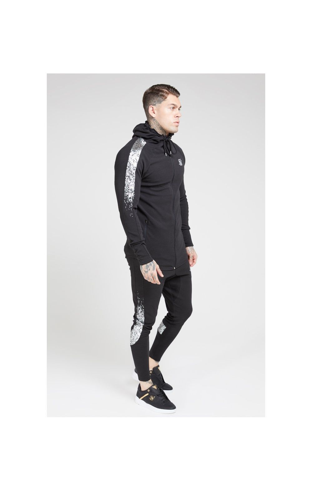 SikSilk Fade Panel Zip Through Hoodie – Black & Silver sold by Siksilk product image thumbnail 3