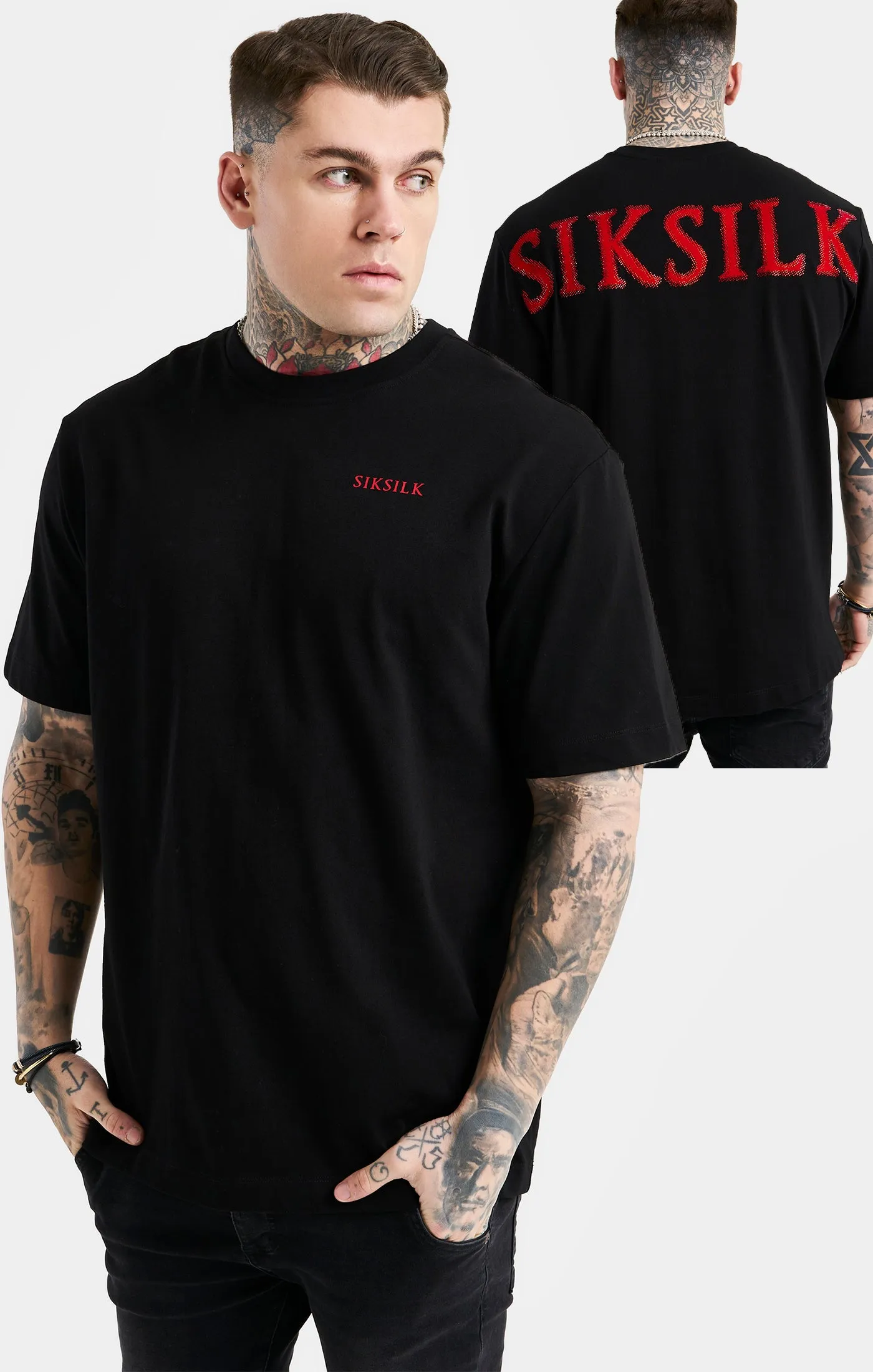 Black Rhinestone Oversized T-Shirt sold by Siksilk