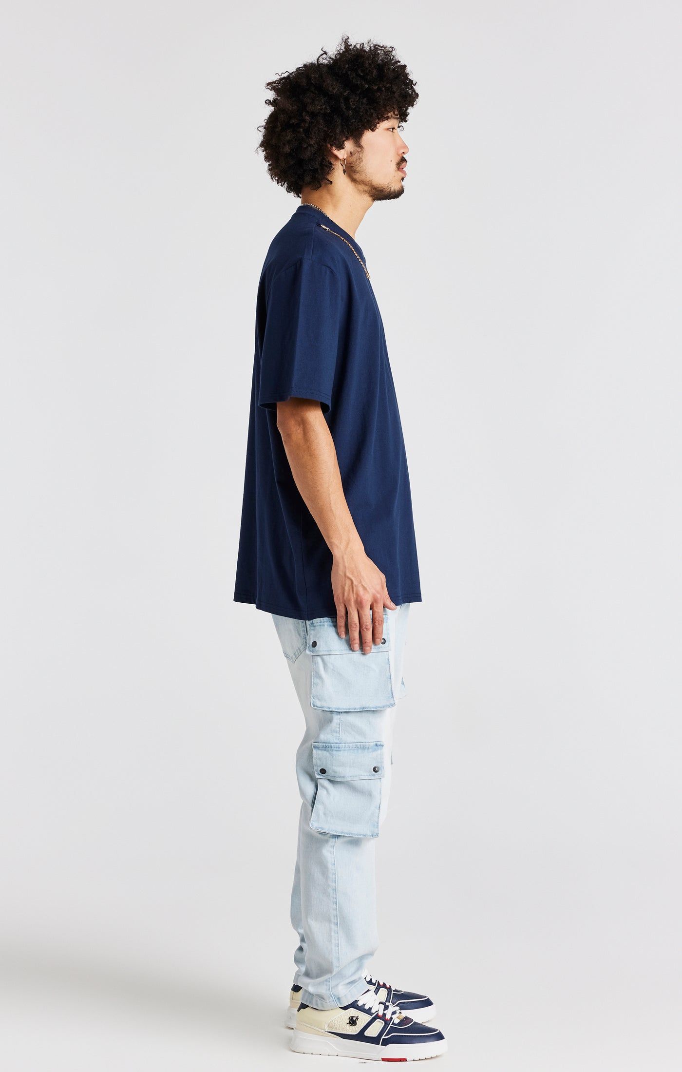 Navy Oversized Chain T-Shirt sold by Siksilk product image thumbnail 6