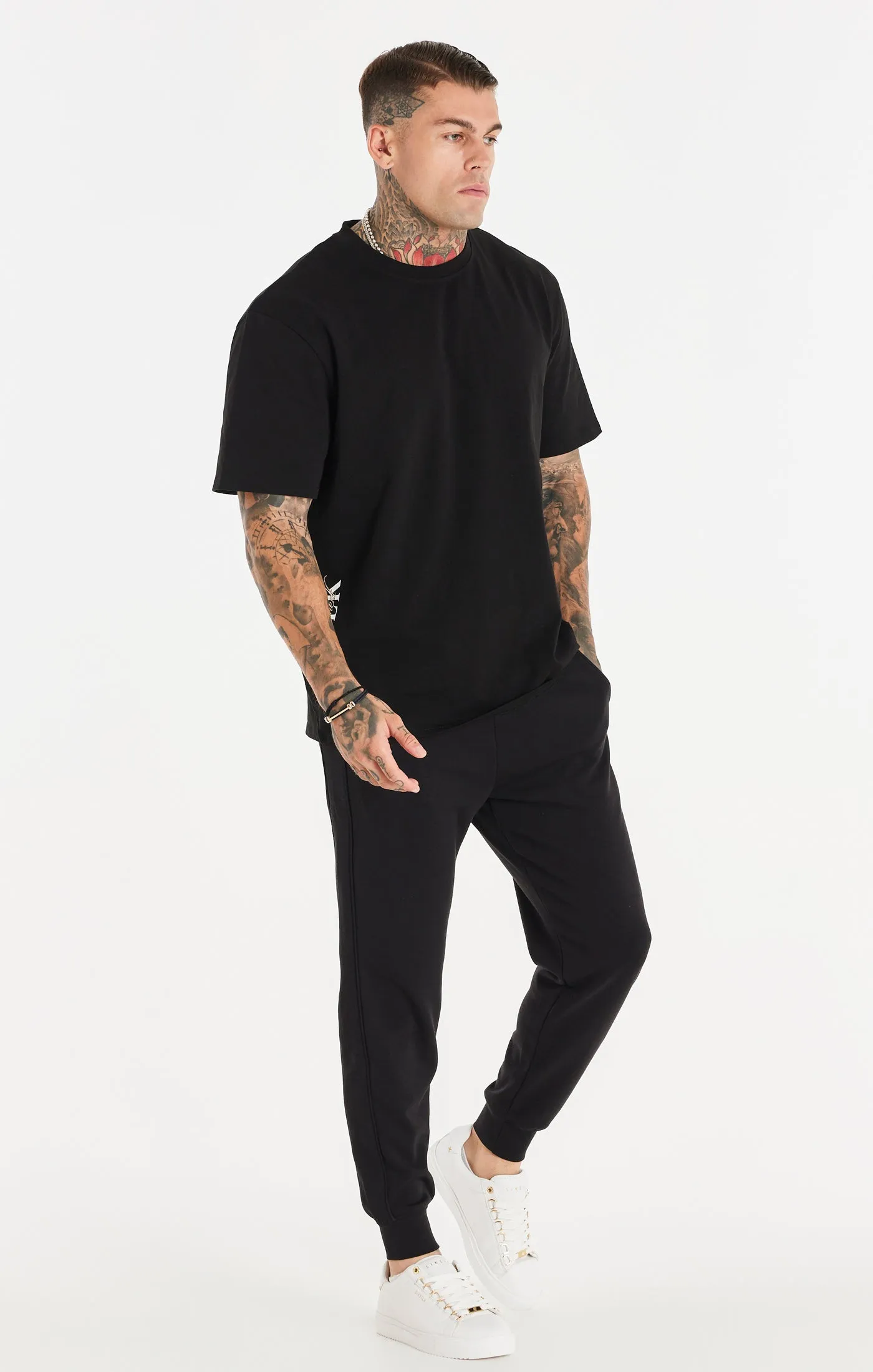 Black Dual Script Oversized Tee sold by Siksilk product image thumbnail 4