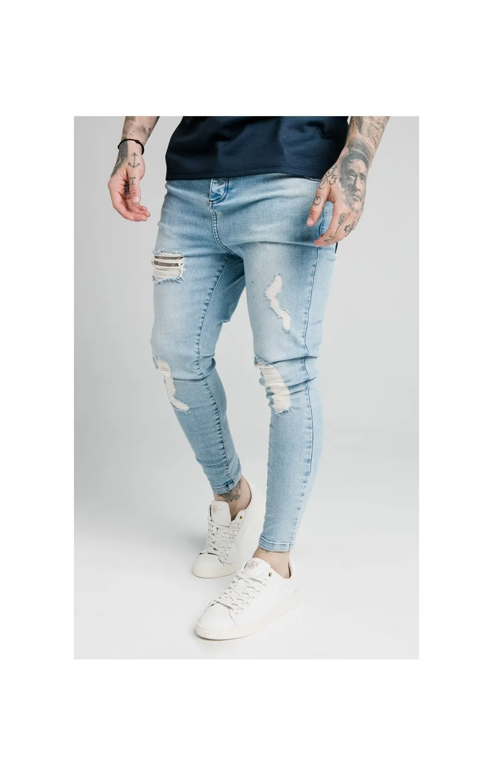 SikSilk Low Rise Jeans - Washed Blue sold by Siksilk