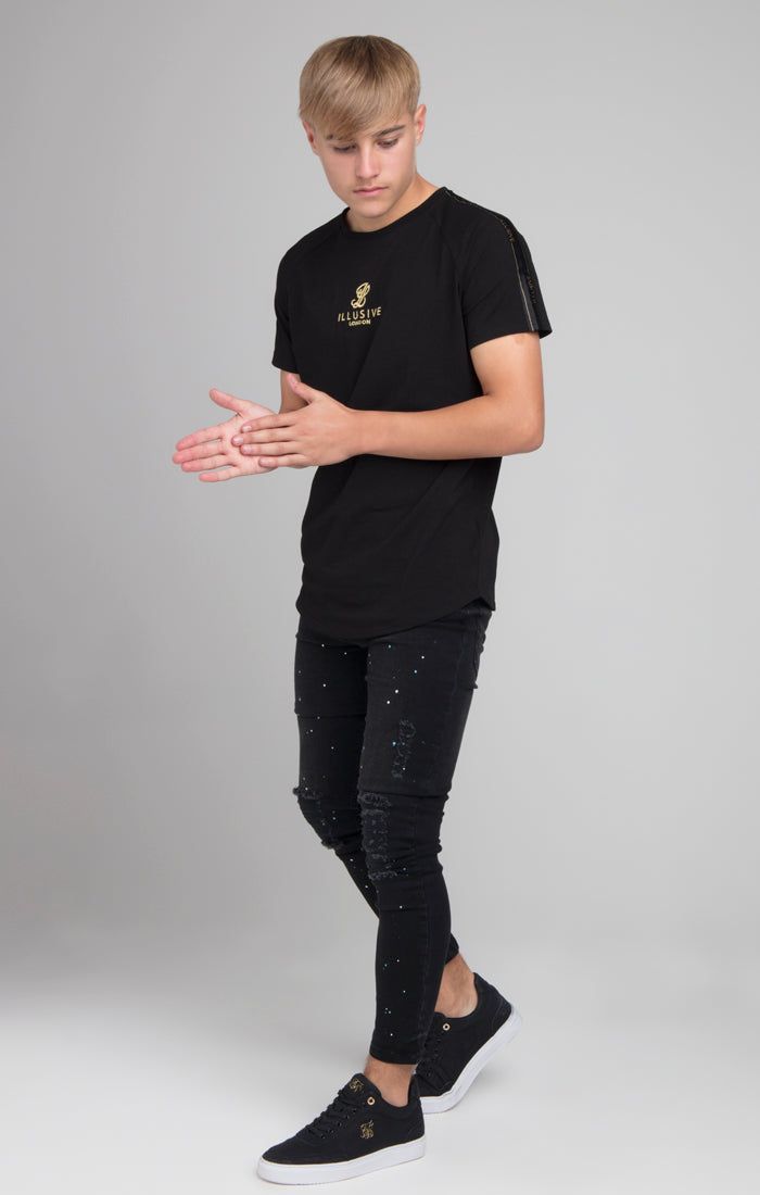 Boys Illusive Black Taped Raglan T-Shirt sold by Siksilk product image thumbnail 2