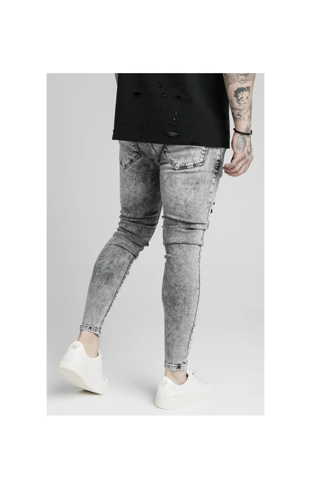 SikSilk Elasticated Tape Skinny Distressed Jeans - Snow Wash sold by Siksilk product image thumbnail 3