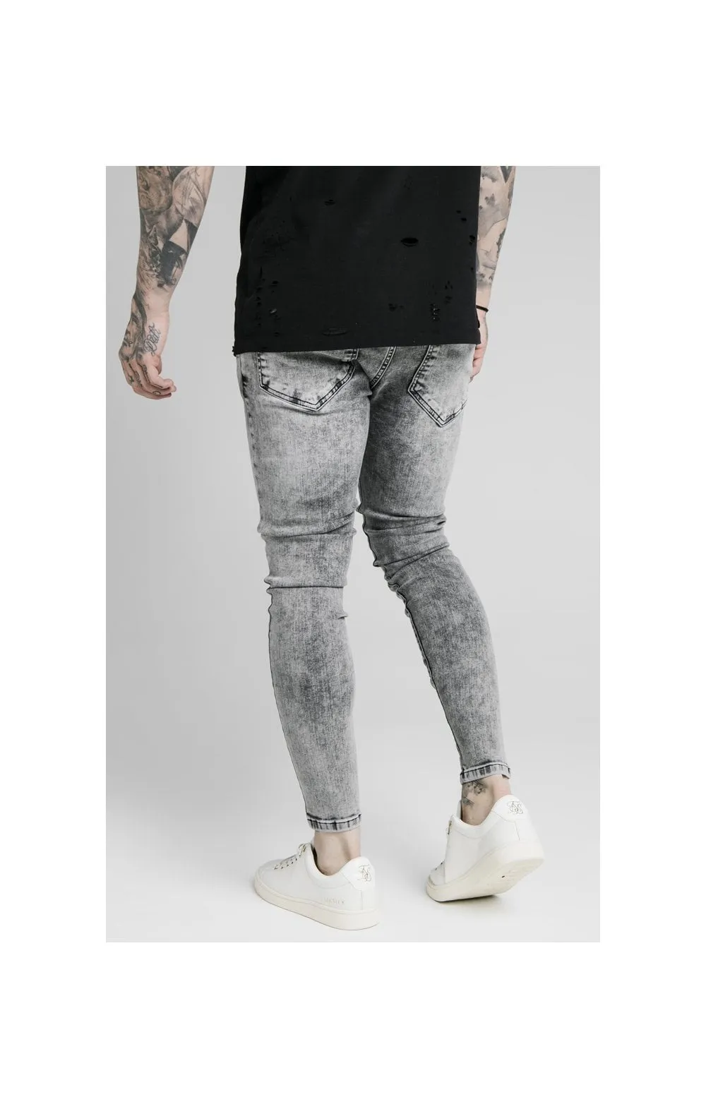 SikSilk Elasticated Tape Skinny Distressed Jeans - Snow Wash sold by Siksilk product image thumbnail 2