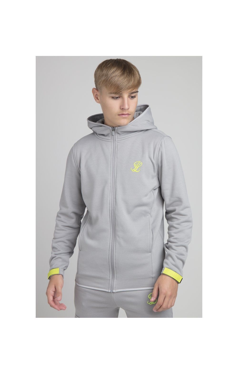 Boys Illusive Grey Zip Thru Hoodie sold by Siksilk