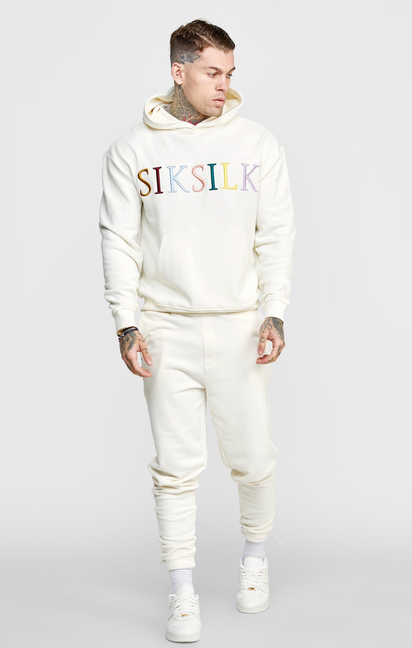 Ecru Coloured Logo Hoodie sold by Siksilk product image thumbnail 3