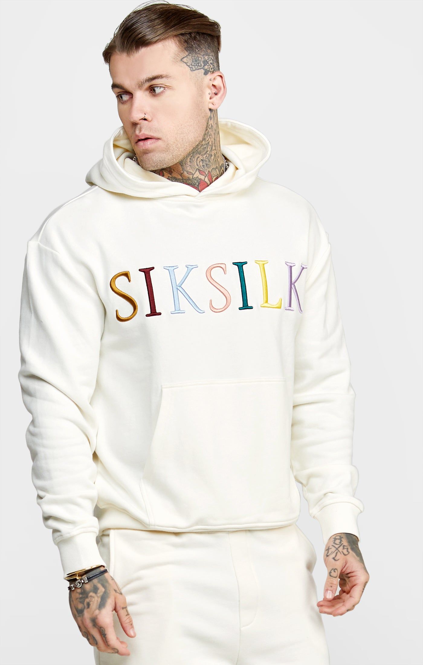 Ecru Coloured Logo Hoodie sold by Siksilk