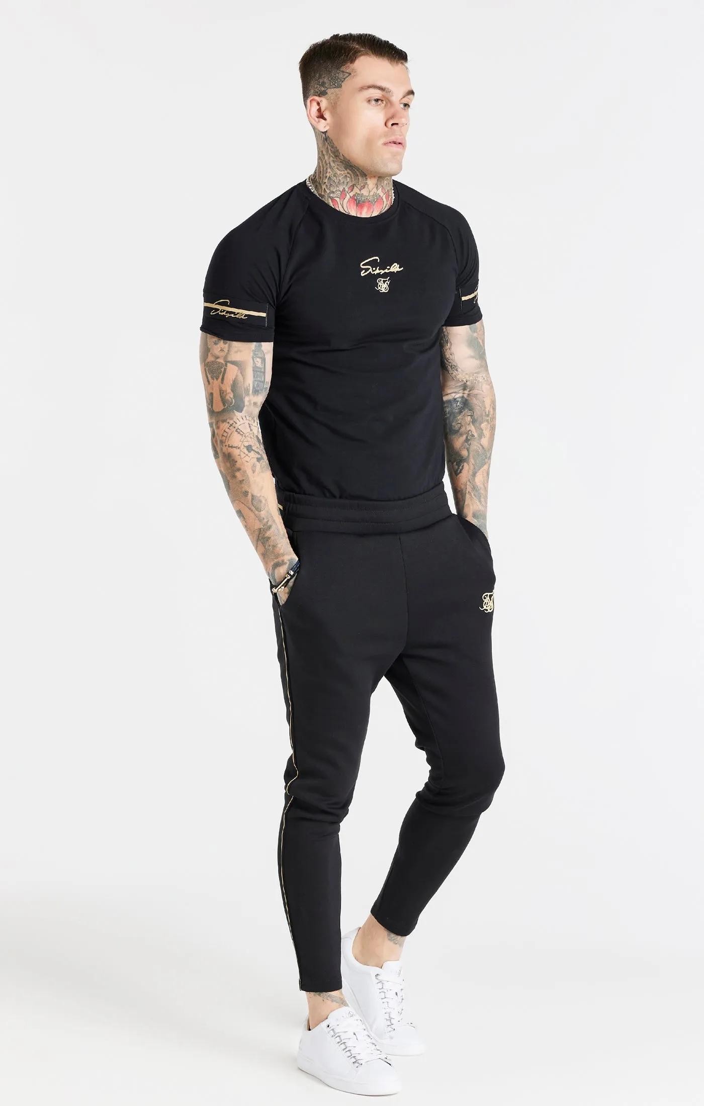 Black Raglan Muscle Fit T-Shirt sold by Siksilk product image thumbnail 3