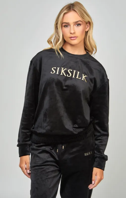 Black Velour Oversized Sweatshirt sold by Siksilk