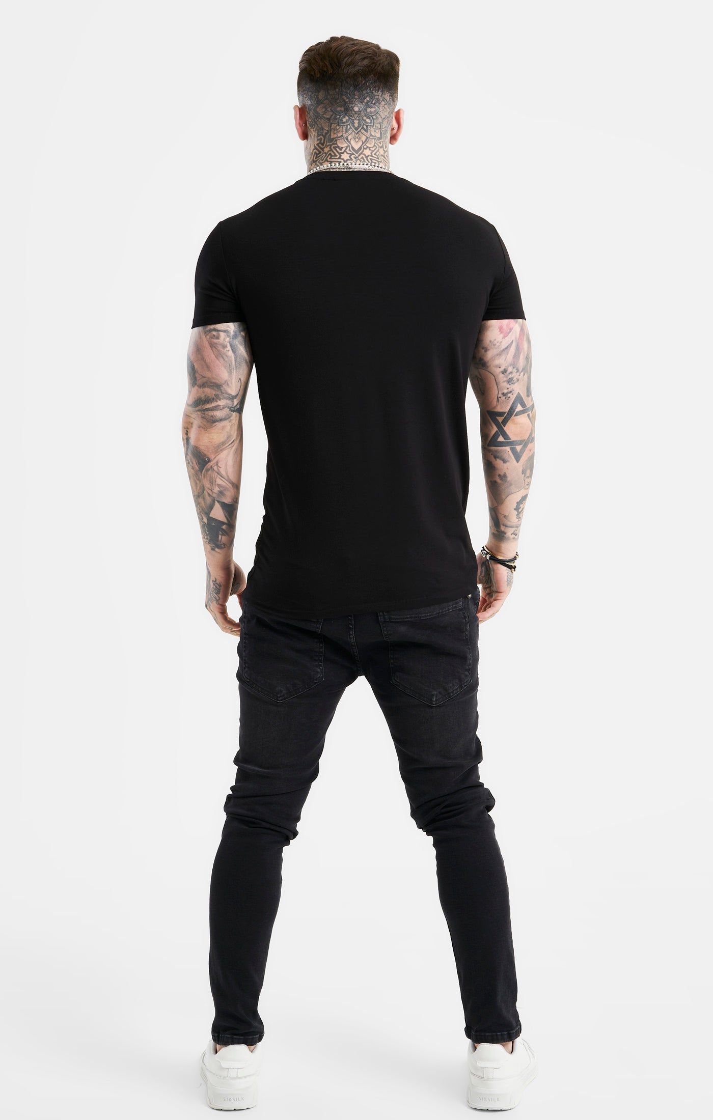 Black SikSilk Logo Muscle Fit T-Shirt sold by Siksilk product image thumbnail 5