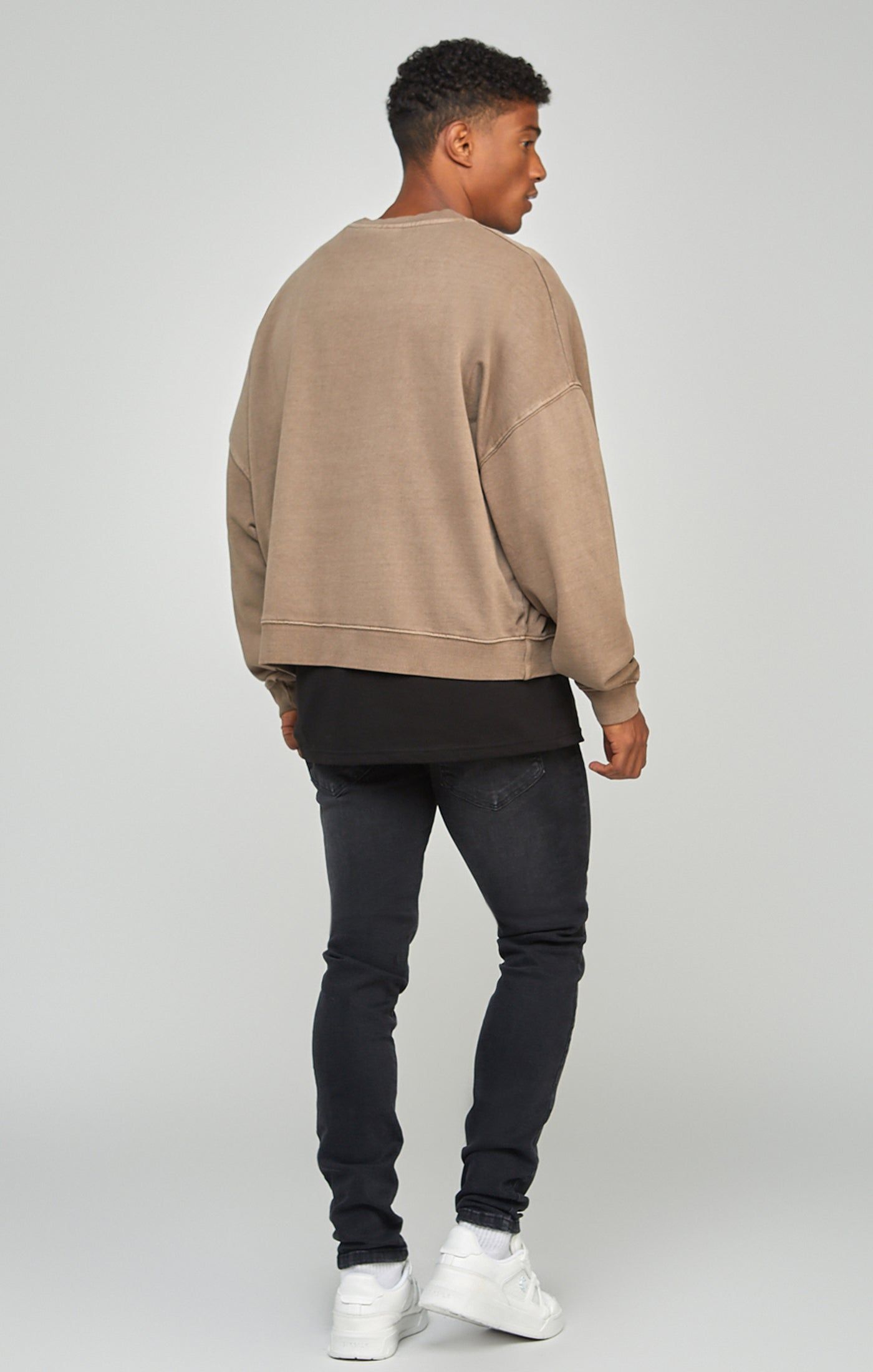 Brown Garment Dyed Boxy Fit Sweatshirt sold by Siksilk product image thumbnail 5