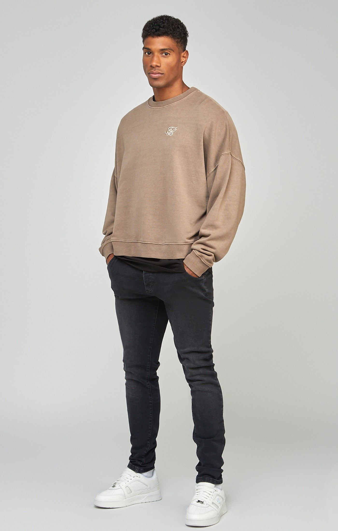 Brown Garment Dyed Boxy Fit Sweatshirt sold by Siksilk product image thumbnail 2
