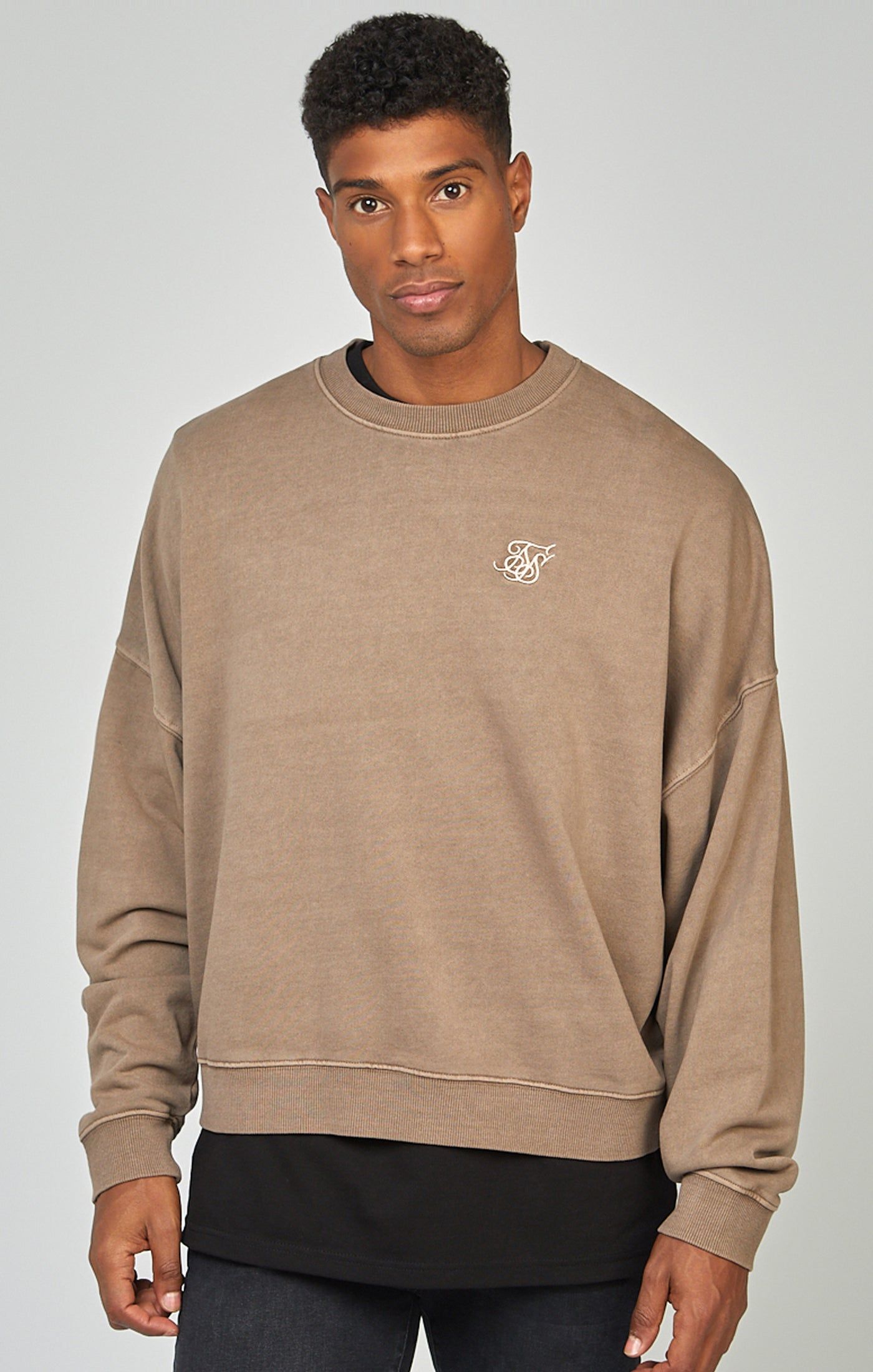 Brown Garment Dyed Boxy Fit Sweatshirt sold by Siksilk