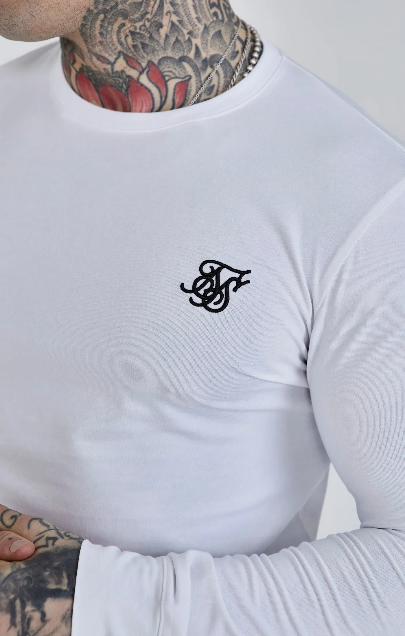 White Essentials Long Sleeve T-Shirt sold by Siksilk product image thumbnail 3