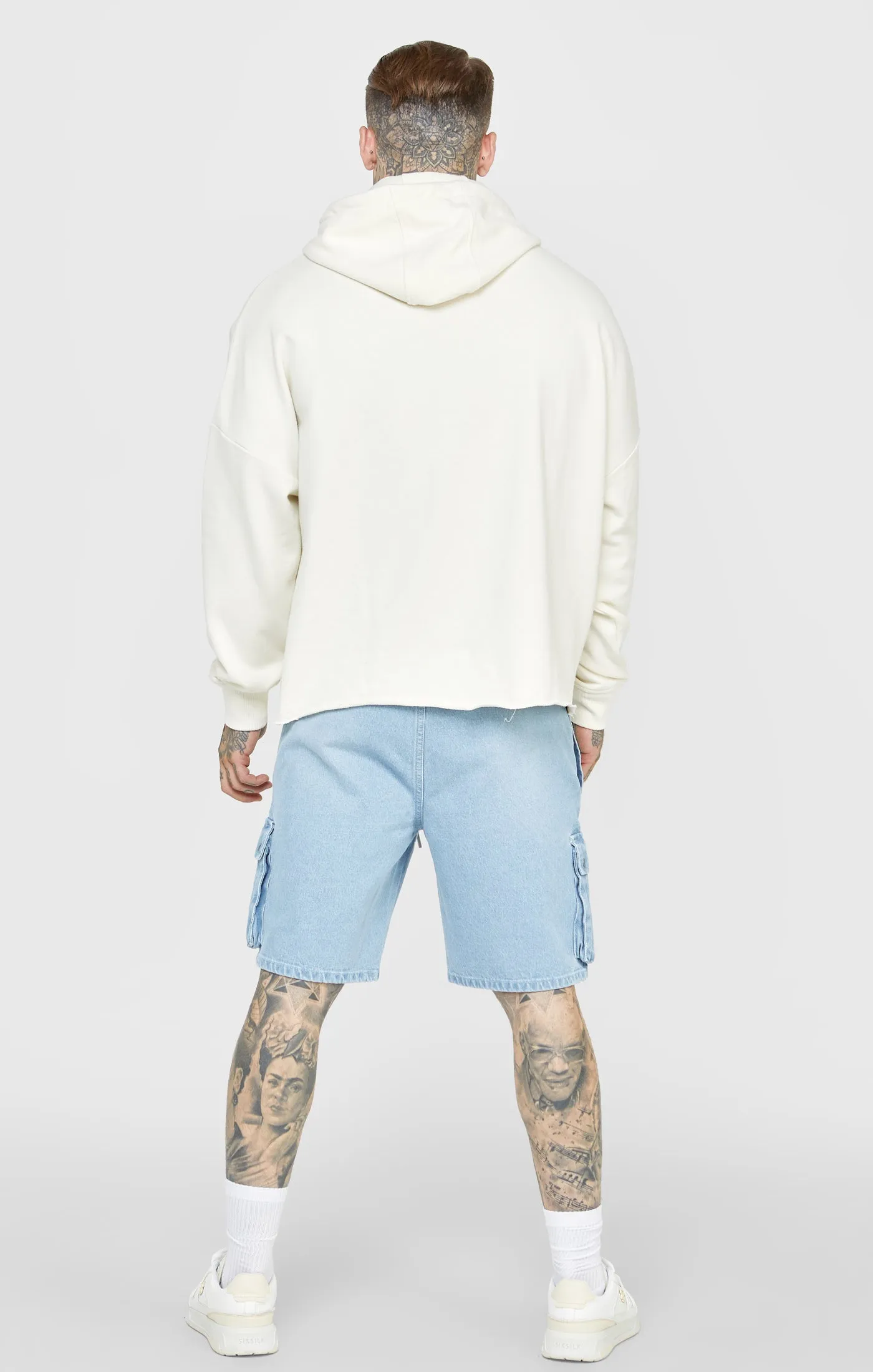 Ecru Crest Print Oversized Overhead Hoodie sold by Siksilk product image thumbnail 5