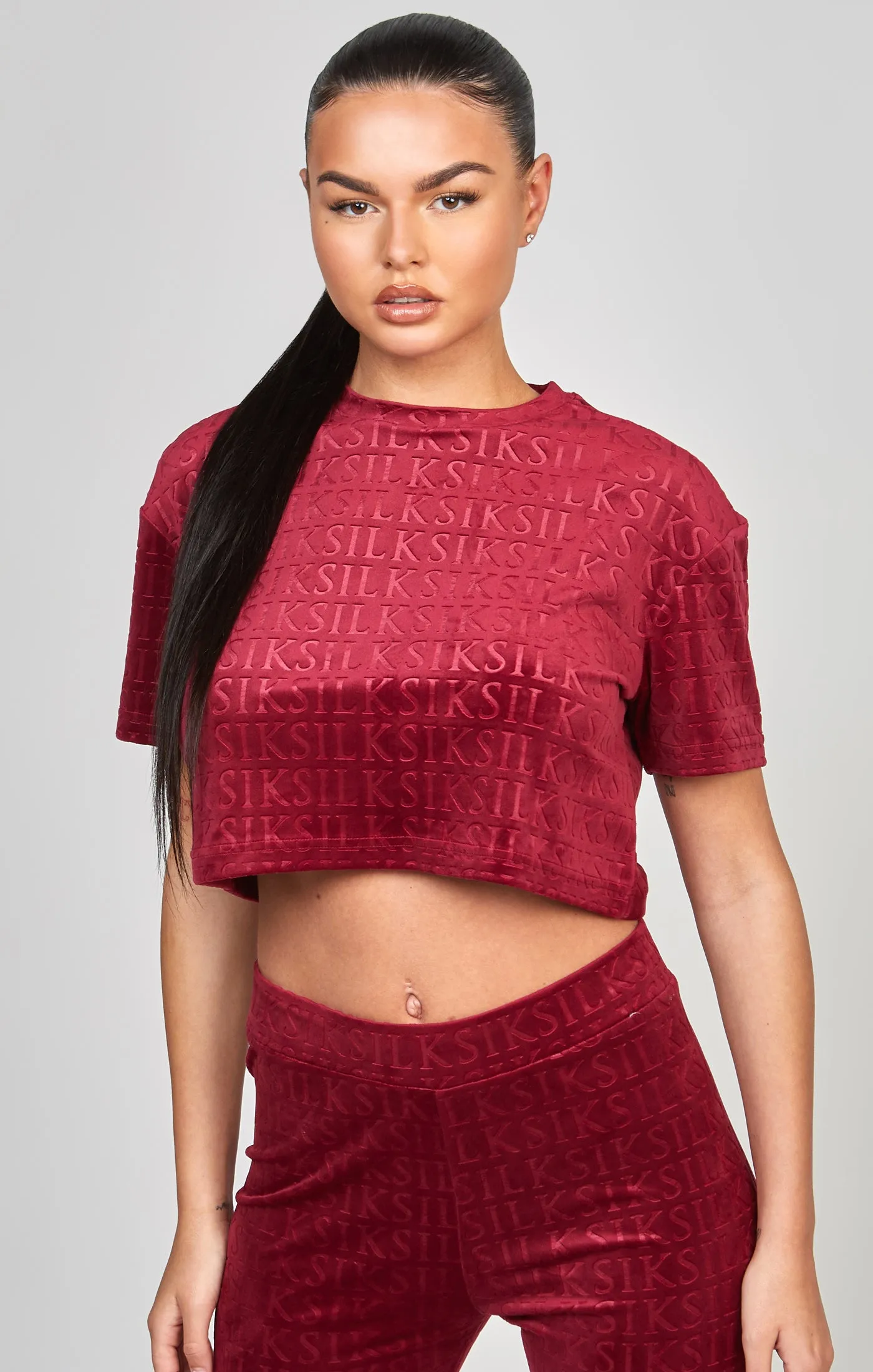 Pink Velour Crop T-Shirt sold by Siksilk