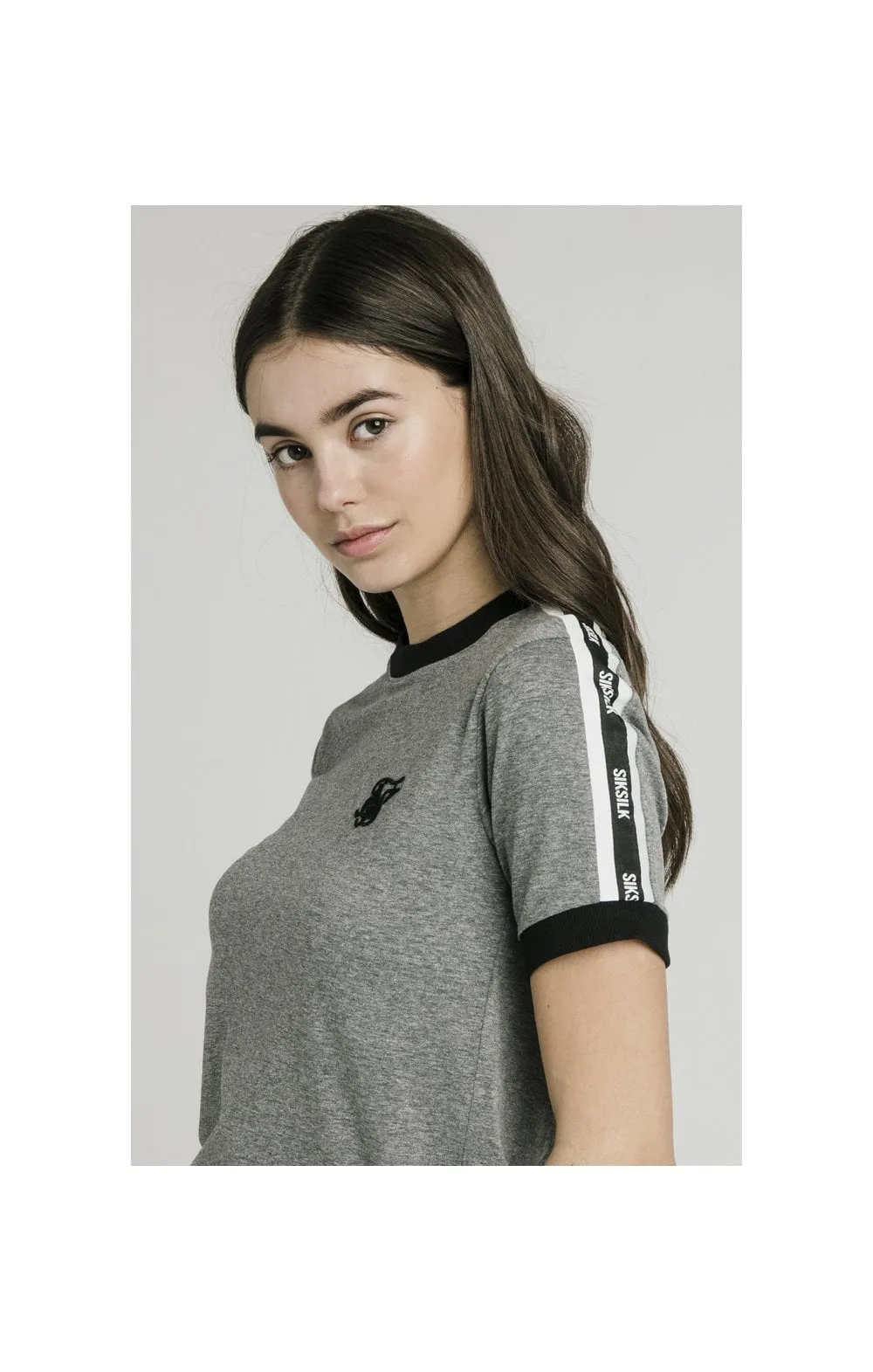 SikSilk S/S Tape Ringer Tee - Grey Marl sold by Siksilk product image thumbnail 2