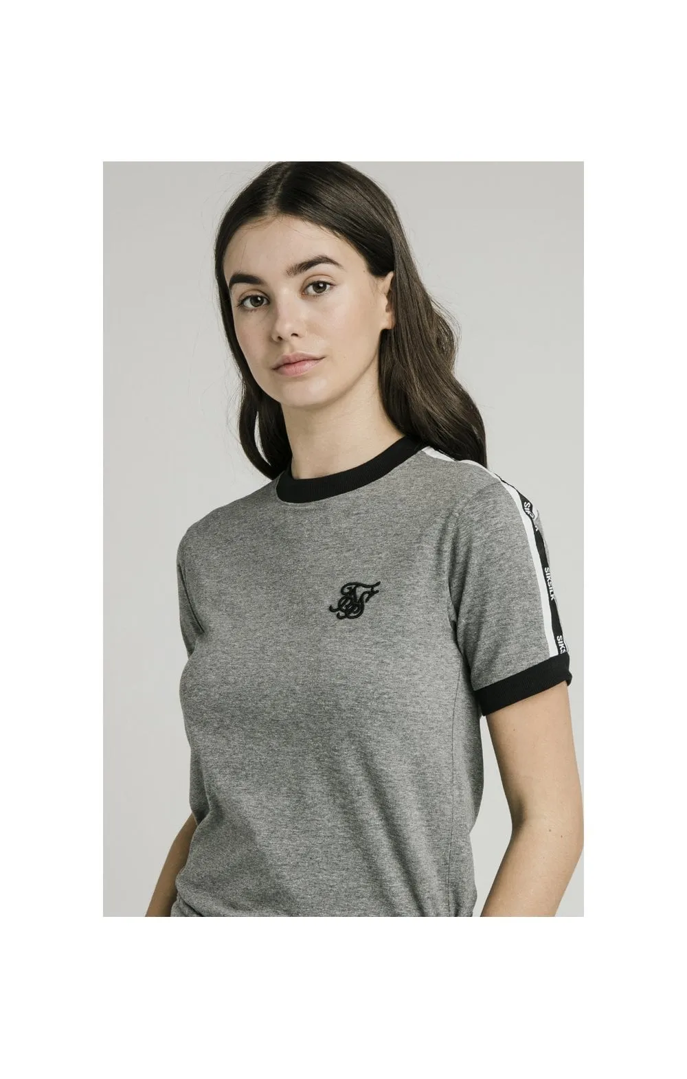 SikSilk S/S Tape Ringer Tee - Grey Marl sold by Siksilk product image thumbnail 3