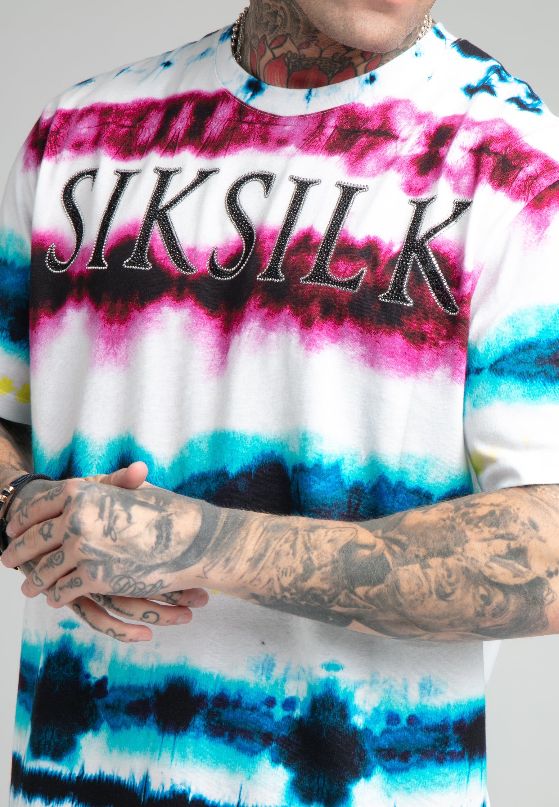 White Tie Dye Rhinestone Oversized T-Shirt sold by Siksilk product image thumbnail 2