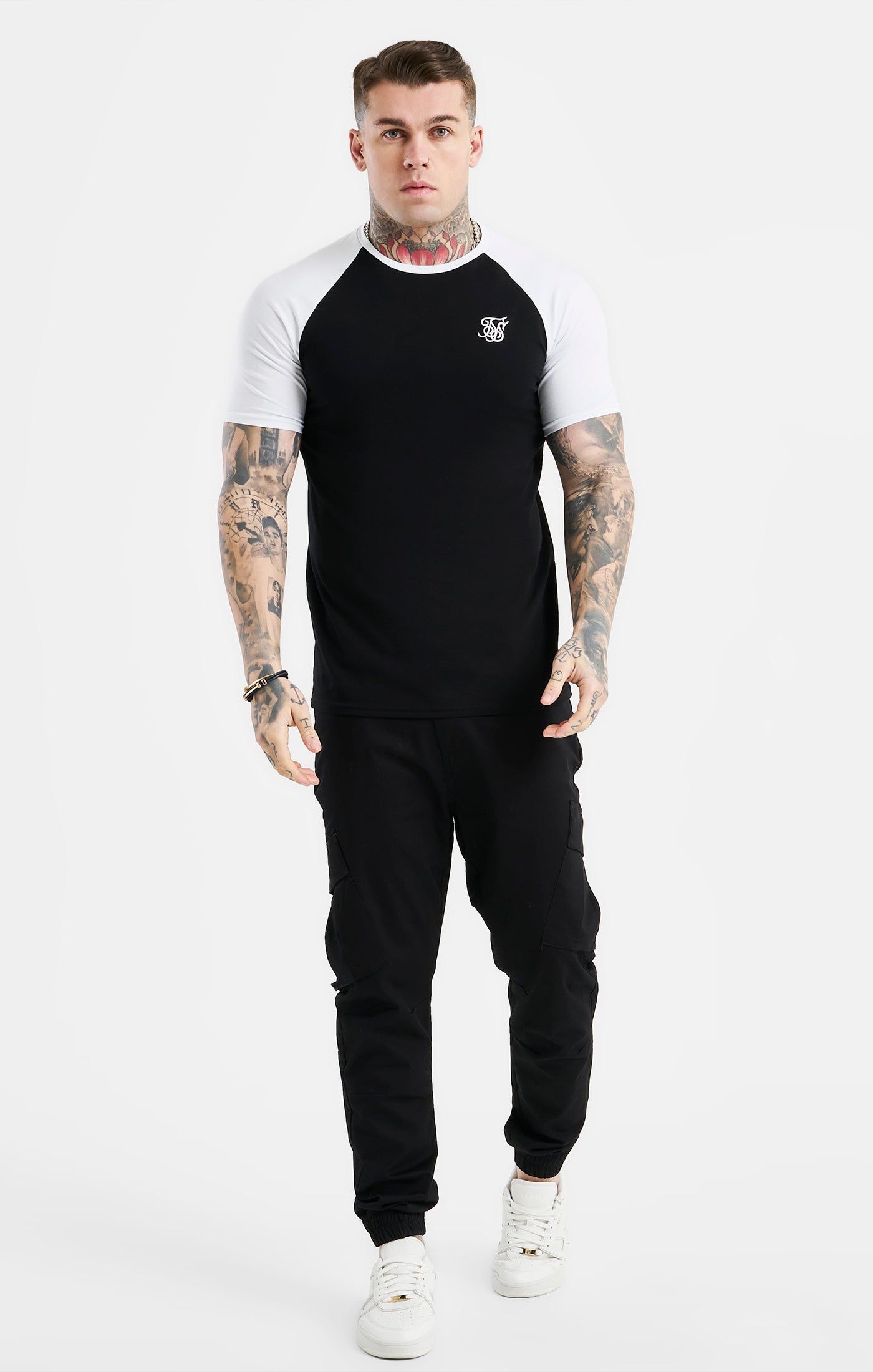 Black Raglan Muscle Fit T-Shirt sold by Siksilk product image thumbnail 3
