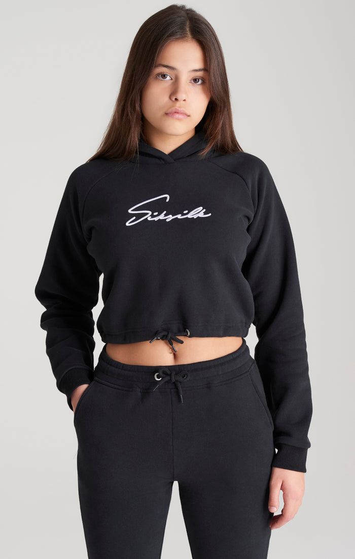 Girls Black Signature Cropped Hoodie sold by Siksilk product image thumbnail 2