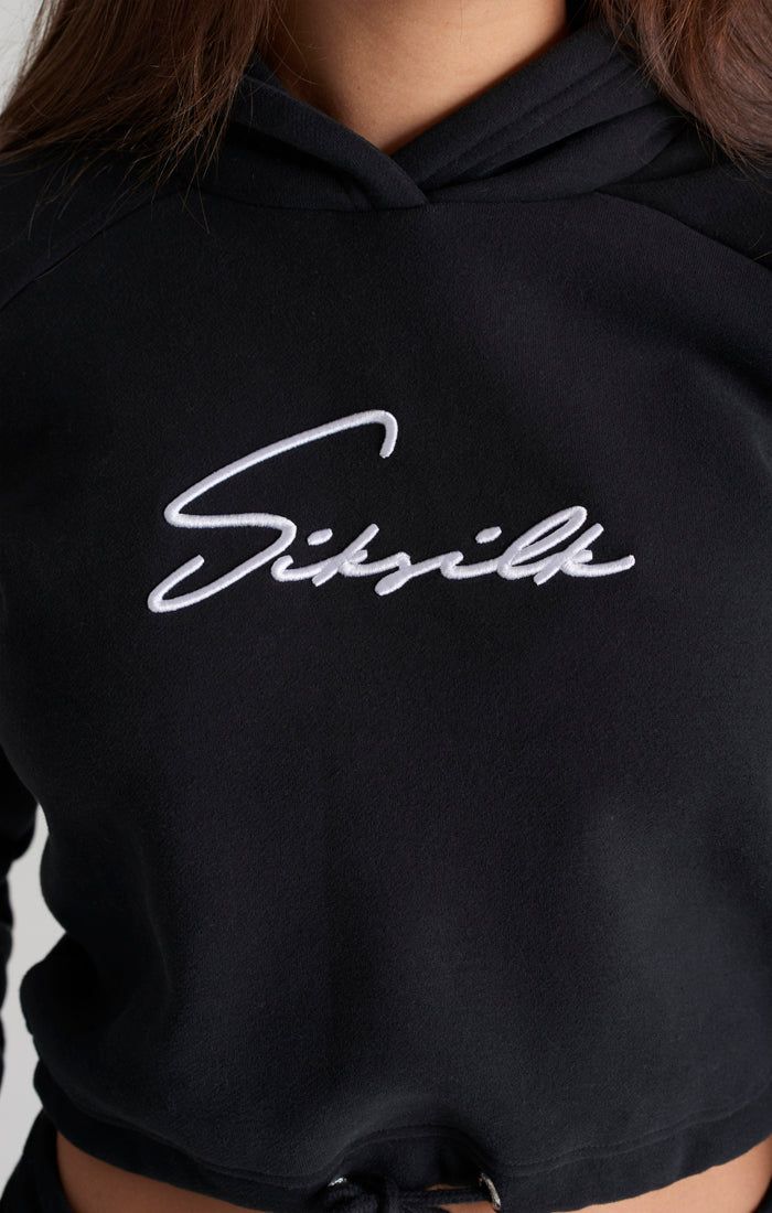 Girls Black Signature Cropped Hoodie sold by Siksilk product image thumbnail 3