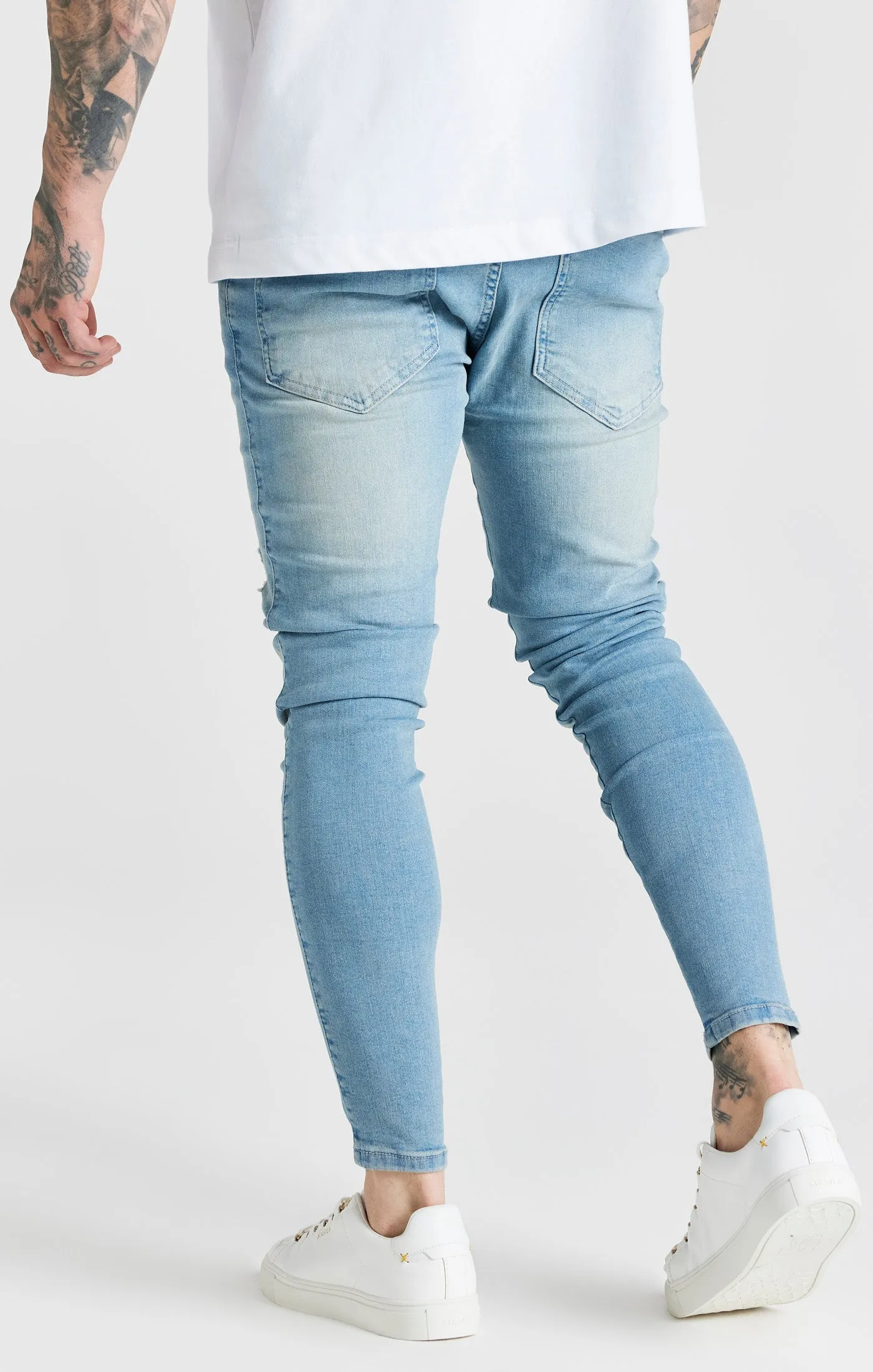 Blue Washed Essential Distressed Skinny Jean sold by Siksilk product image thumbnail 4