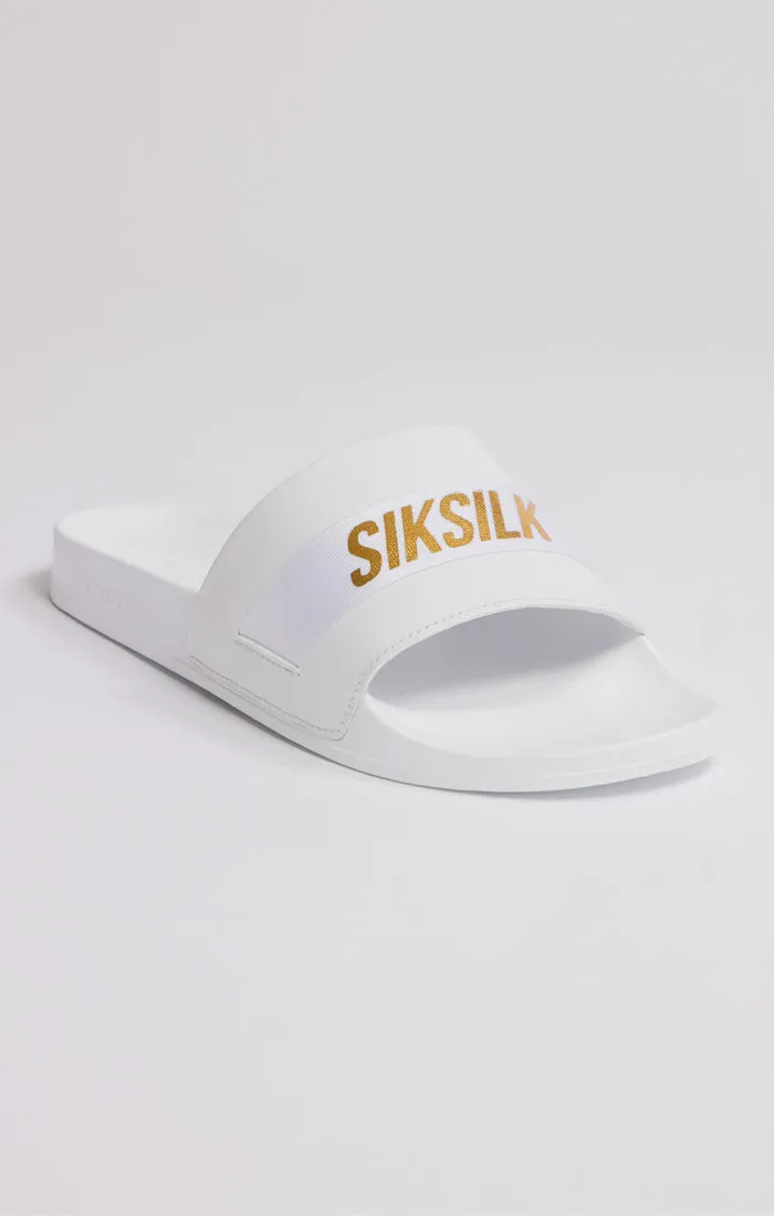 White Pool Slide With Gold Logo Strap sold by Siksilk product image thumbnail 3