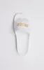 White Pool Slide With Gold Logo Strap sold by Siksilk