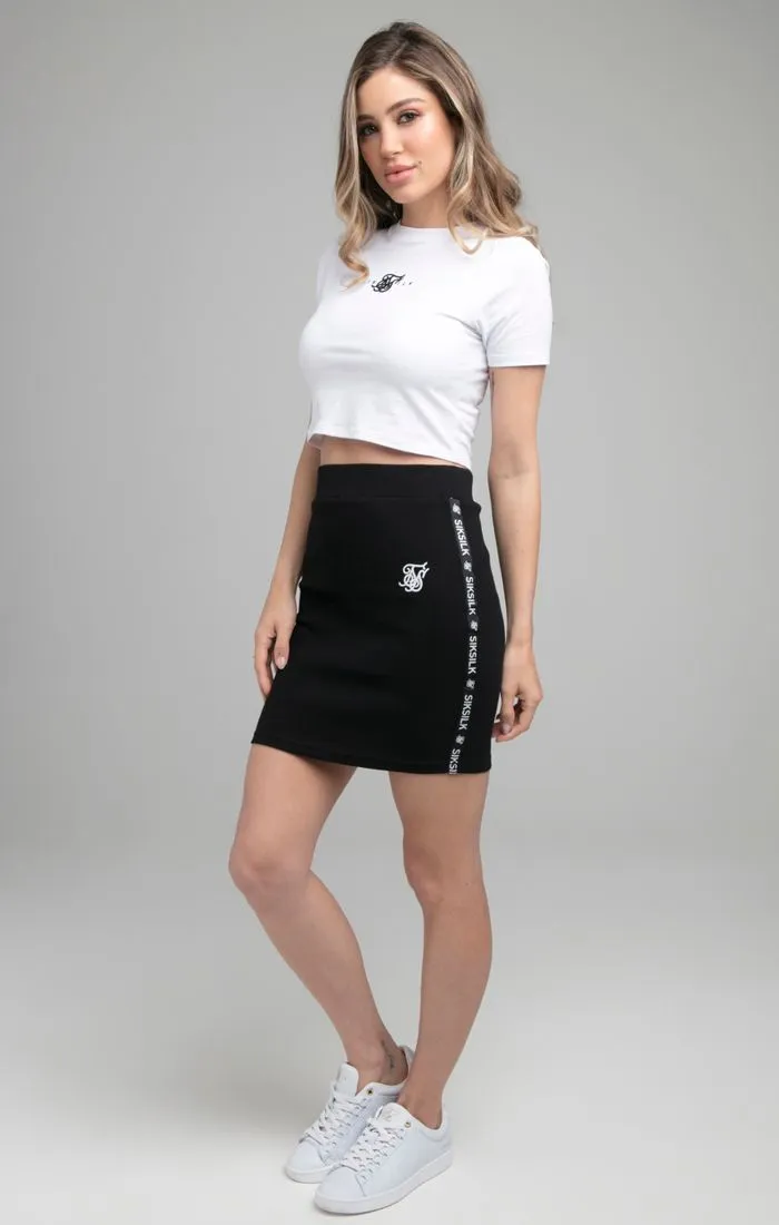 SikSilk Dual Logo Slim Crop Tee - White sold by Siksilk