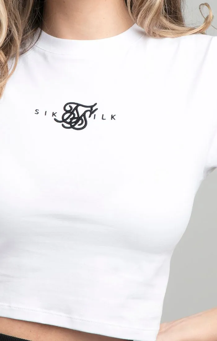 SikSilk Dual Logo Slim Crop Tee - White sold by Siksilk product image thumbnail 2