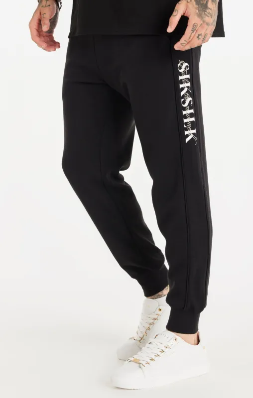 Black Script Logo Panelled Trousers sold by Siksilk