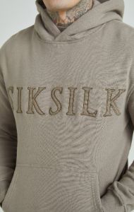 Brown Applique Logo Relaxed Fit Overhead Hoodie sold by Siksilk