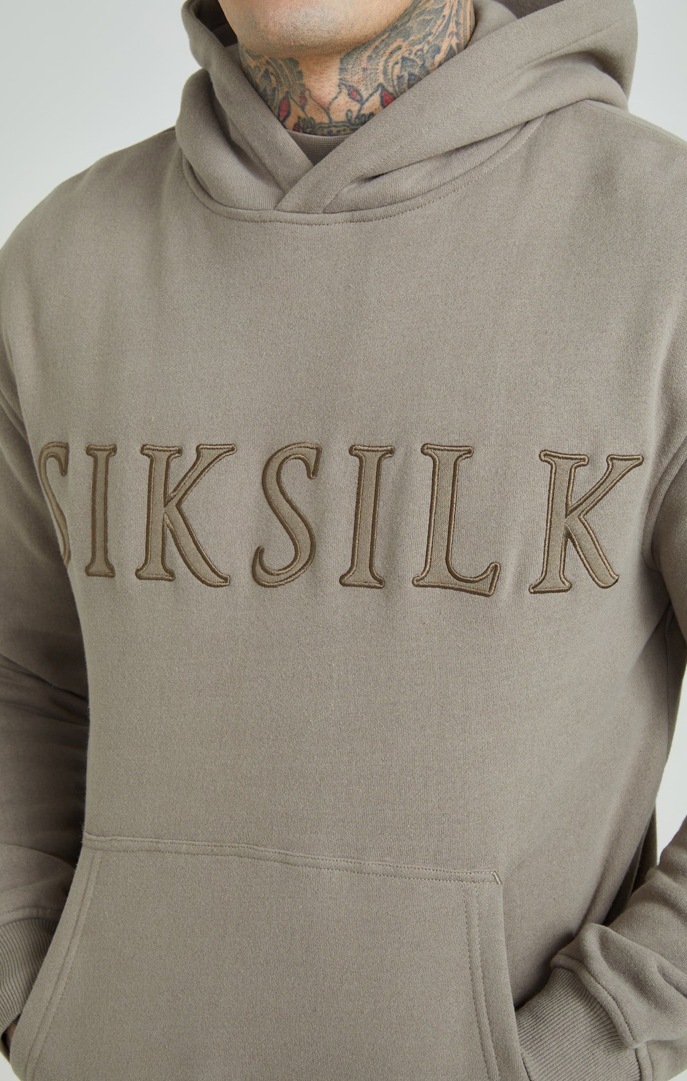 Brown Applique Logo Relaxed Fit Overhead Hoodie sold by Siksilk product image thumbnail 3