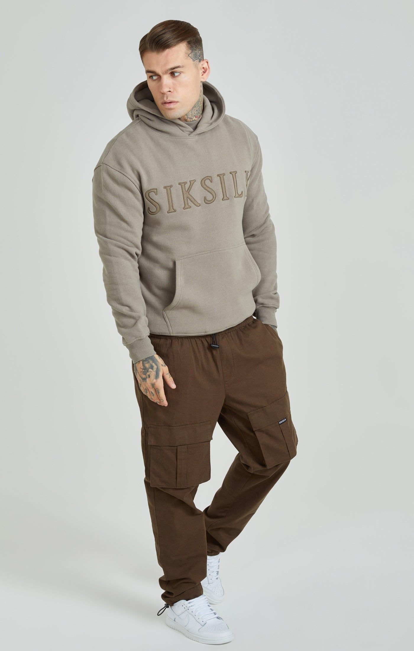 Brown Applique Logo Relaxed Fit Overhead Hoodie sold by Siksilk product image thumbnail 4