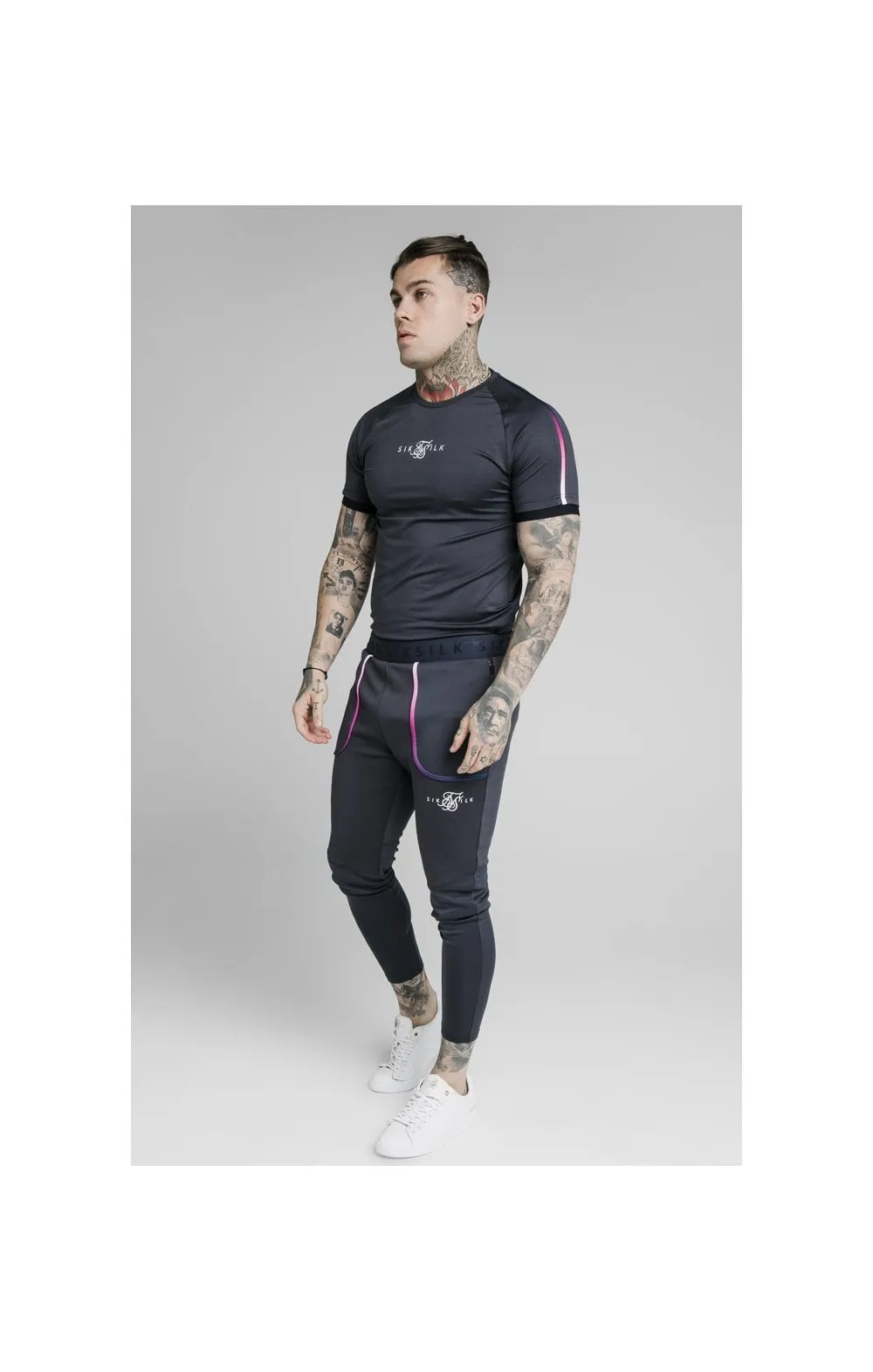 SikSilk Legacy Fade Tech Tee – Midnight Grey & Neon White sold by Siksilk product image thumbnail 3