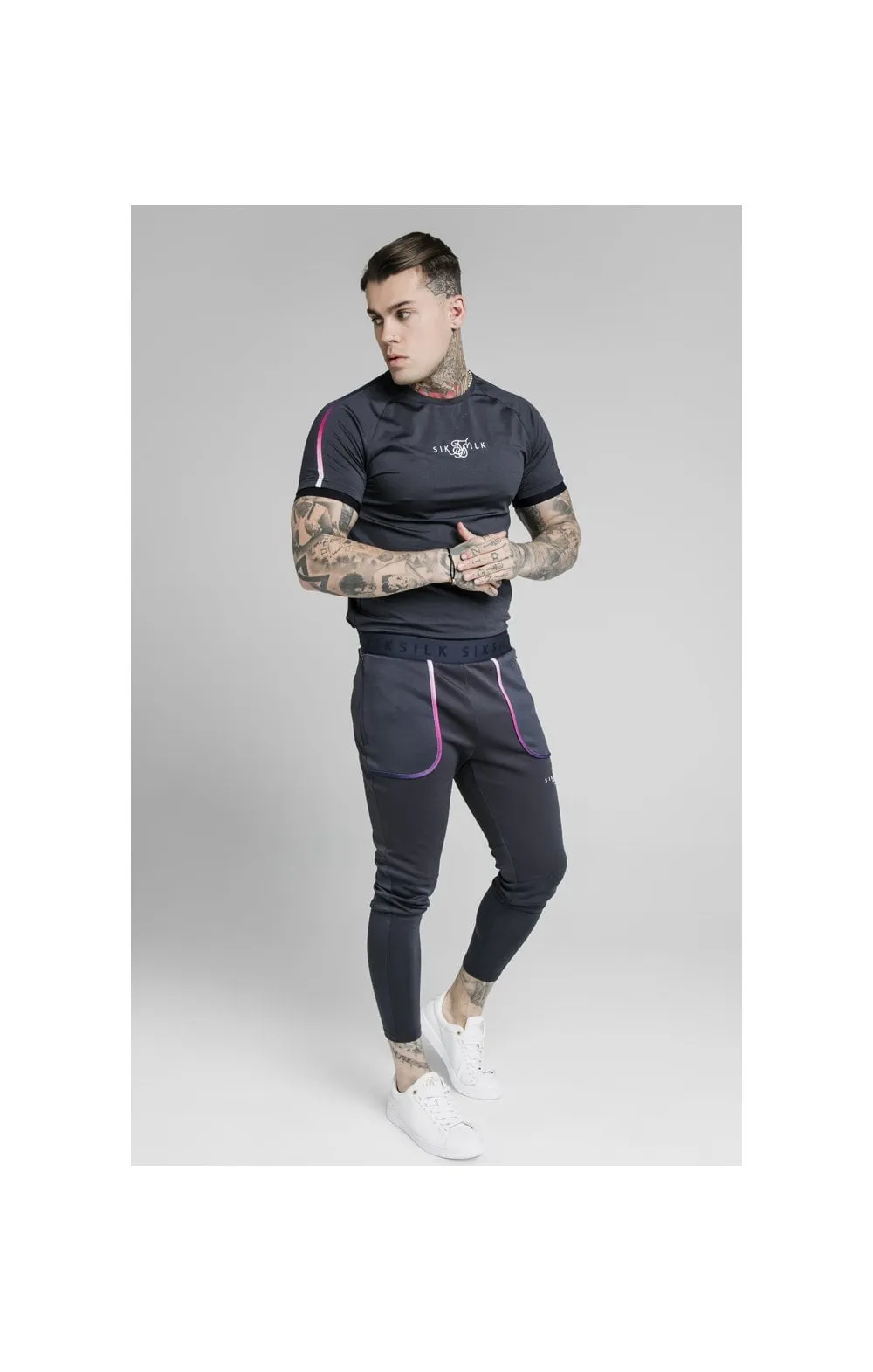 SikSilk Legacy Fade Tech Tee – Midnight Grey & Neon White sold by Siksilk product image thumbnail 4
