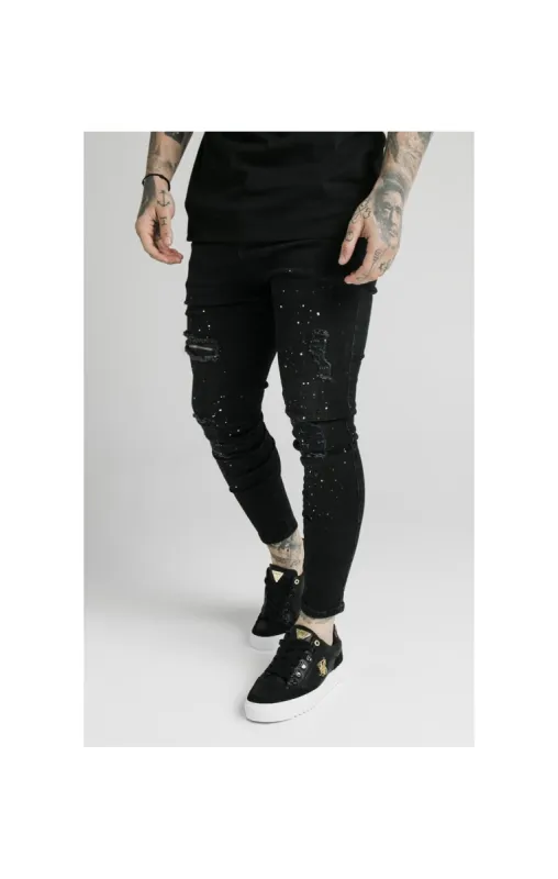 SikSilk Skinny Distressed Riot Jeans – Black sold by Siksilk