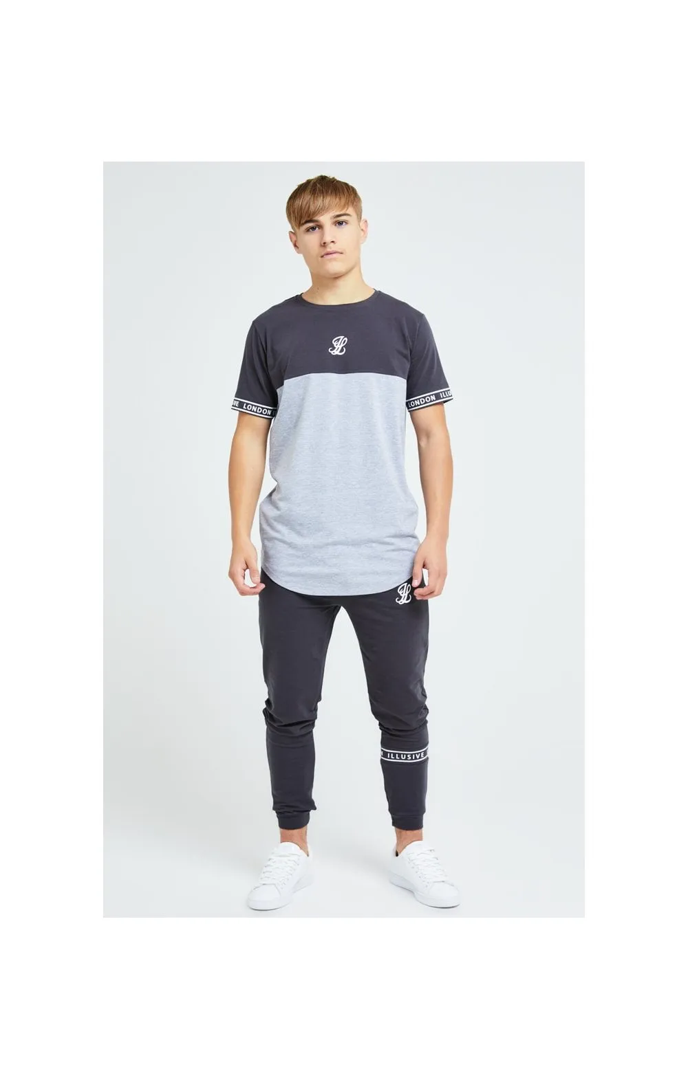 Illusive London Revere Cut And Sew Tee - Dark Grey & Light Grey Marl sold by Siksilk product image thumbnail 5