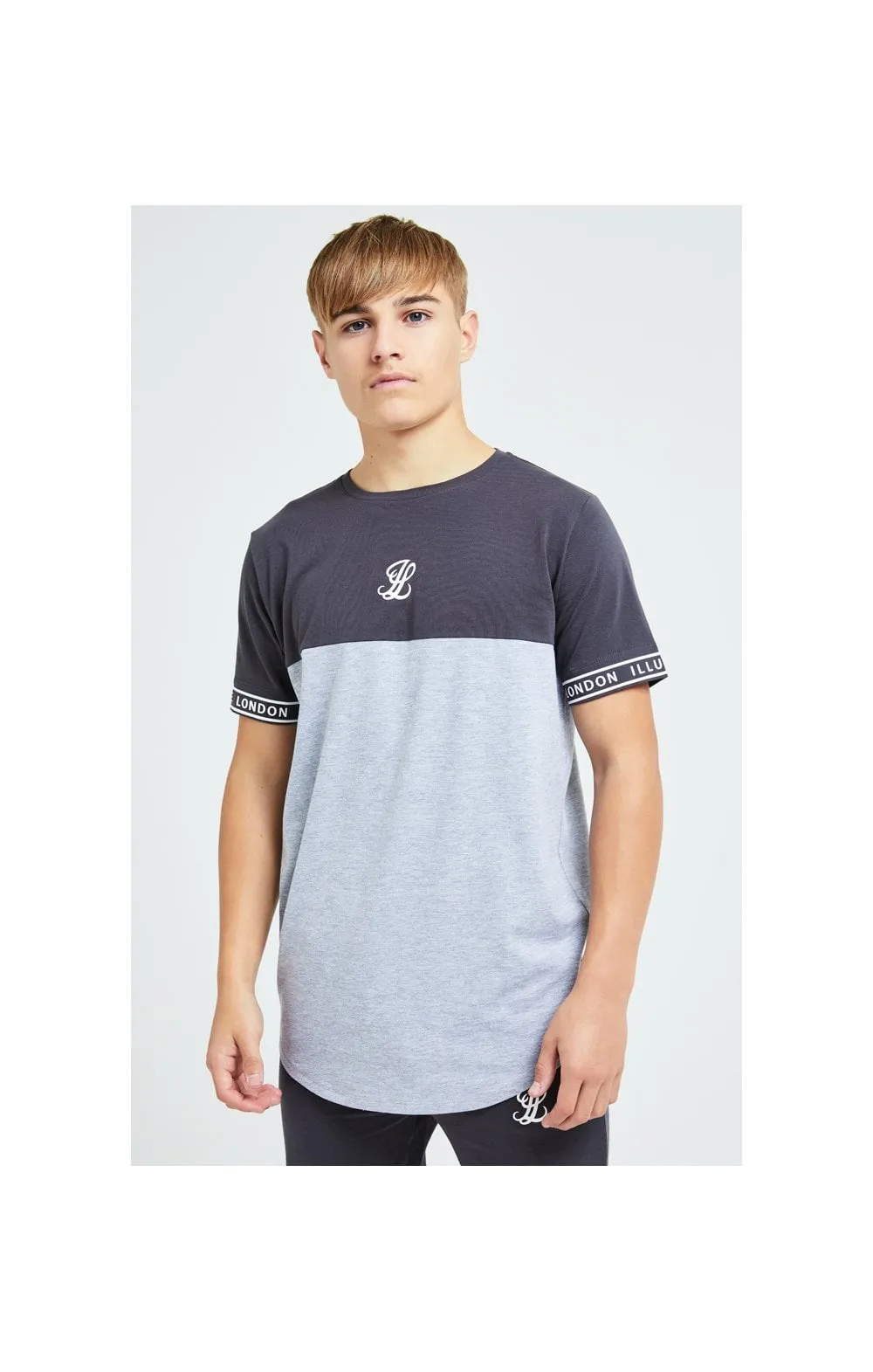 Illusive London Revere Cut And Sew Tee - Dark Grey & Light Grey Marl sold by Siksilk product image thumbnail 2