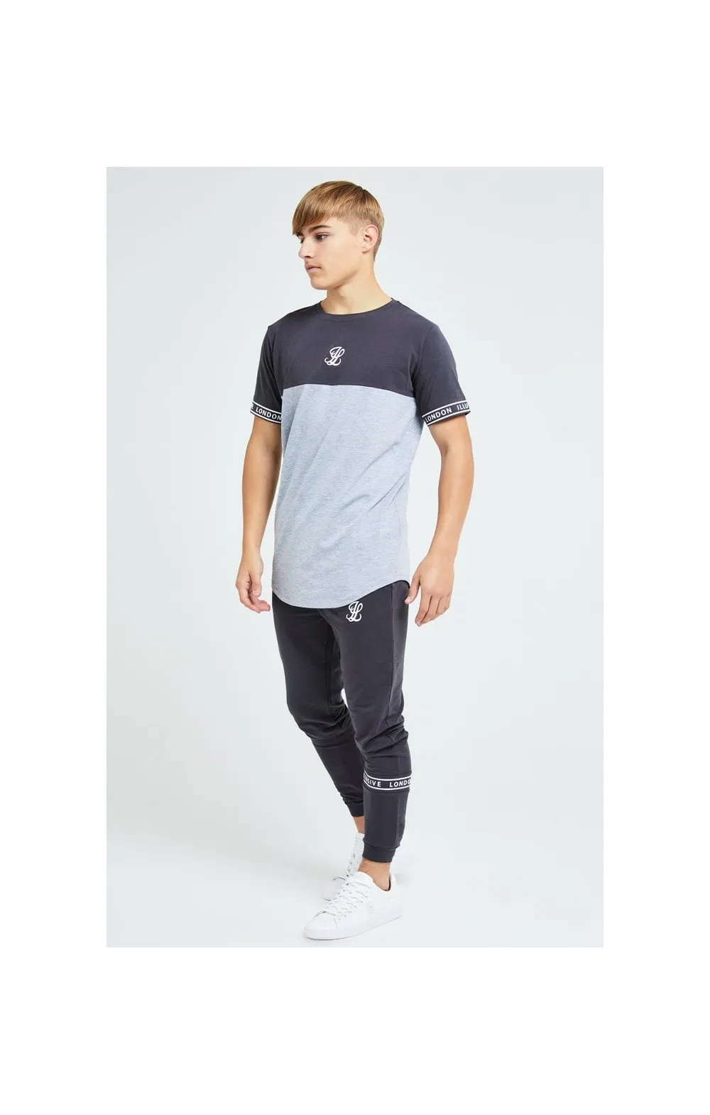 Illusive London Revere Cut And Sew Tee - Dark Grey & Light Grey Marl sold by Siksilk product image thumbnail 3
