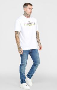 Blue Bleached Slim Fit Denim sold by Siksilk
